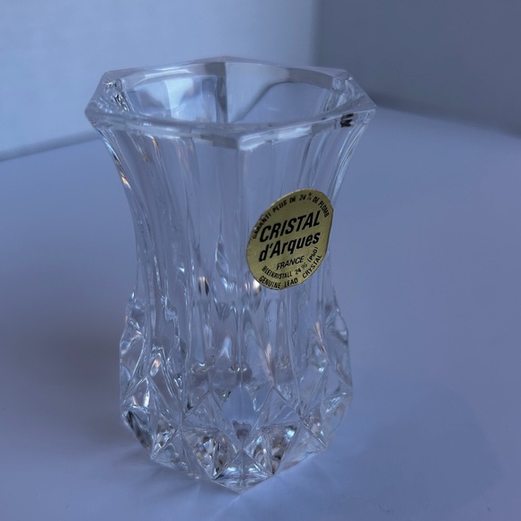 Cristal D' Arques France Genuine Lead Crystal Vase 3 1/4 inches tall - Picture 5 of 8